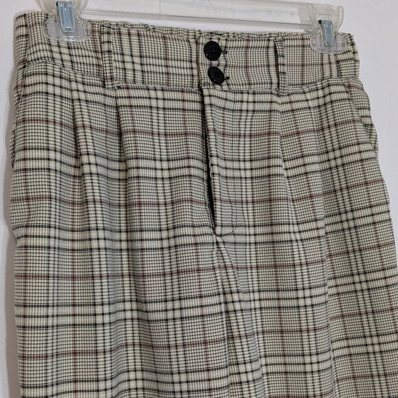 FULL TILT Brown/Tan Plaid Pleated Cuffed Ankle Pants; Front Zip; Size XS - Picture 2 of 5